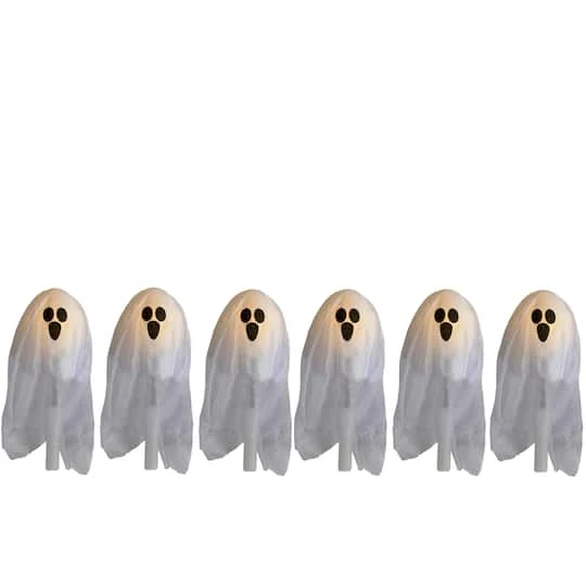 Northlight 30" LED Lighted White Ghost Outdoor Halloween Lawn Stakes Set, 6ct. 4 Northlight 30" LED Lighted White Ghost Outdoor Halloween Lawn Stakes Set, 6ct. - Image 2