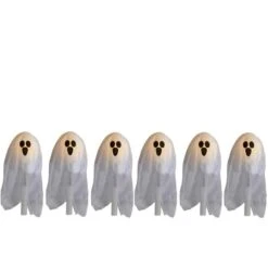 Northlight 30" LED Lighted White Ghost Outdoor Halloween Lawn Stakes Set, 6ct.