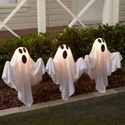 Northlight 30" LED Lighted White Ghost Outdoor Halloween Lawn Stakes Set, 6ct. 8 Northlight 30" LED Lighted White Ghost Outdoor Halloween Lawn Stakes Set, 6ct. -Northlight D668740S 2