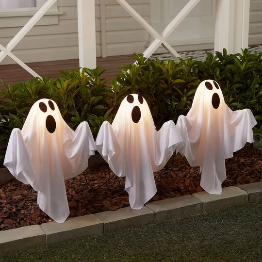 Northlight 30" LED Lighted White Ghost Outdoor Halloween Lawn Stakes Set, 6ct. 5 Northlight 30" LED Lighted White Ghost Outdoor Halloween Lawn Stakes Set, 6ct. - Image 3