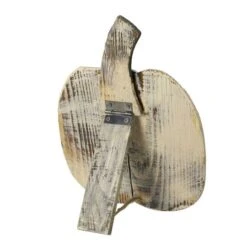 Northlight 10.5" Small White Wooden Fall Harvest Pumpkin With Stem -Northlight D668743S 3