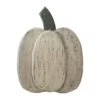 Northlight 14.5" White Wooden Thanksgiving Pumpkin With Stem