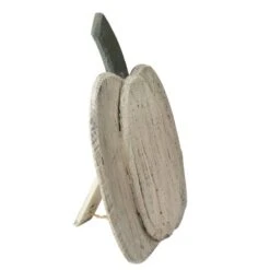 Northlight 14.5" White Wooden Thanksgiving Pumpkin With Stem 8 Northlight 14.5" White Wooden Thanksgiving Pumpkin With Stem -Northlight D668752S 2