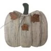 Northlight 18.5" Large Beige Wooden Fall Harvest Pumpkin With Leaves & Stem -Northlight D668757S 1