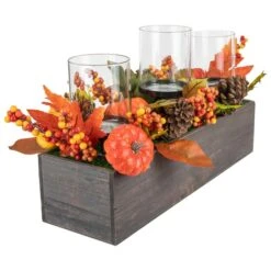 Northlight 27" Pumpkin, Berry & Pinecone Fall Harvest Triple Pillar Candle Holder -Northlight D668761S 3