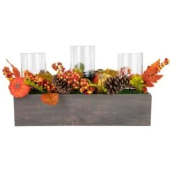 Northlight 27" Pumpkin, Berry & Pinecone Fall Harvest Triple Pillar Candle Holder -Northlight D668761S 5
