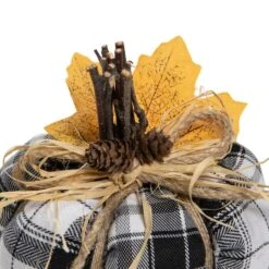 Northlight 5" Black & White Plaid Fall Harvest Plush Pumpkin 10 Northlight 5" Black & White Plaid Fall Harvest Plush Pumpkin -Northlight D668765S 3