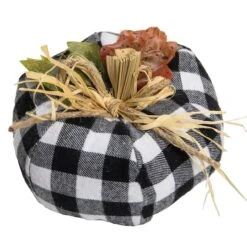 Northlight 5" White & Black Buffalo Plaid Fall Harvest Pumpkin -Northlight D668767S 3
