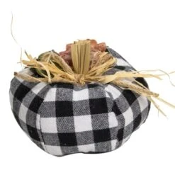 Northlight 5" White & Black Buffalo Plaid Fall Harvest Pumpkin -Northlight D668767S 4