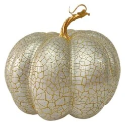 Northlight 12" Champagne Gold Crackled Fall Harvest Pumpkin Decoration -Northlight D668771S 1 1