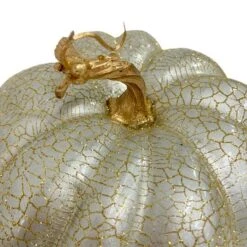 Northlight 12" Champagne Gold Crackled Fall Harvest Pumpkin Decoration -Northlight D668771S 4