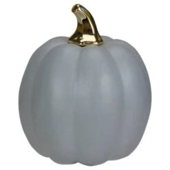 Northlight 7" Gray & Gold Fall Harvest Ceramic Pumpkin Decoration -Northlight D668774S 3