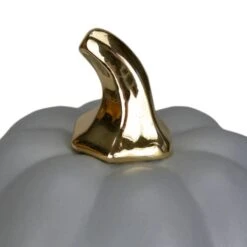 Northlight 7" Gray & Gold Fall Harvest Ceramic Pumpkin Decoration -Northlight D668774S 4