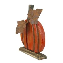 Northlight 8" Orange Carved Wood Fall Harvest Pumpkin Decoration -Northlight D668778S 3