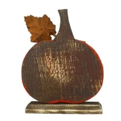 Northlight 8" Orange Carved Wood Fall Harvest Pumpkin Decoration -Northlight D668778S 4