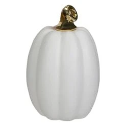 Northlight 8" White & Gold Fall Harvest Ceramic Pumpkin Decoration -Northlight D668779S 3