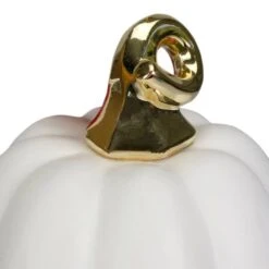Northlight 8" White & Gold Fall Harvest Ceramic Pumpkin Decoration -Northlight D668779S 4
