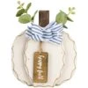 Northlight 9" Beige Happy Fall Wooden Pumpkin Fall Harvest Decoration