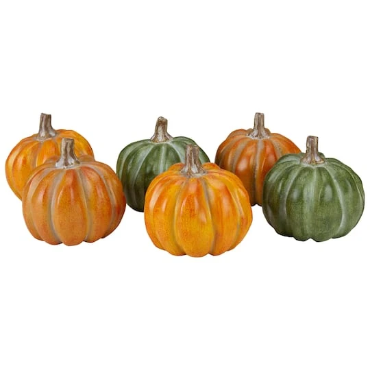Northlight 3" Orange & Green Boxed Pumpkin Décor Set 4 Northlight 3" Orange & Green Boxed Pumpkin Décor Set - Image 2