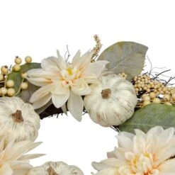 Northlight 22" Dahlia & Pumpkin Fall Floral Wreath 12 Northlight 22" Dahlia & Pumpkin Fall Floral Wreath -Northlight D668810S 4