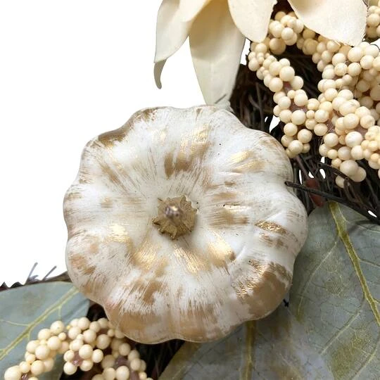 Northlight 22" Dahlia & Pumpkin Fall Floral Wreath 8 Northlight 22" Dahlia & Pumpkin Fall Floral Wreath - Image 6