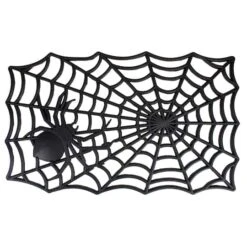 Northlight Black Spider Web Rectangular Halloween Doormat