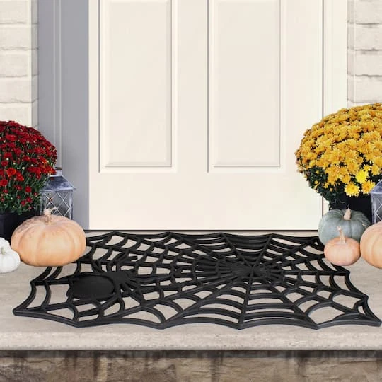 Northlight Black Spider Web Rectangular Halloween Doormat 5 Northlight Black Spider Web Rectangular Halloween Doormat - Image 3