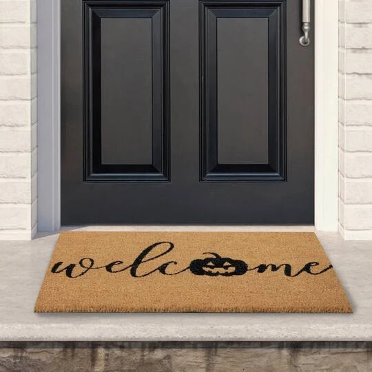 Northlight Natural Coir Pumpkin Welcome Halloween Doormat 5 Northlight Natural Coir Pumpkin Welcome Halloween Doormat - Image 3