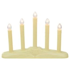 Northlight 14.5" Ivory 5-Lights Christmas Chandelier On Holly Berry & Bell Base Candle Lamp -Northlight D676185S 1 1