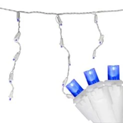 Northlight 100ct. LED Wide Angle Icicle Christmas Lights With White Wire Blue 16 Northlight 100ct. LED Wide Angle Icicle Christmas Lights With White Wire Blue -Northlight D676189S 2