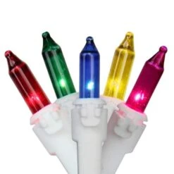 Northlight 100ct. Mini Icicle Christmas Light Set With White Wire Multicolored -Northlight D676190S 1