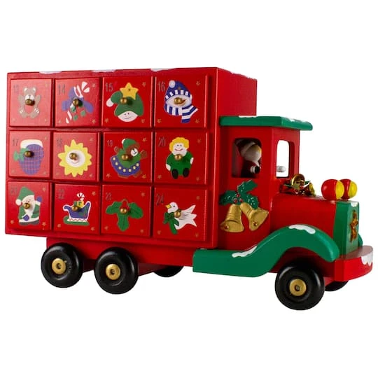 Northlight 14" Red Children Advent Calendar Storage Truck Christmas Décor 3 Northlight 14" Red Children Advent Calendar Storage Truck Christmas Décor