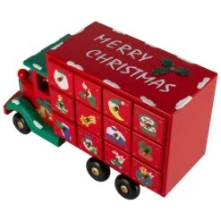 Northlight 14" Red Children Advent Calendar Storage Truck Christmas Décor 10 Northlight 14" Red Children Advent Calendar Storage Truck Christmas Décor -Northlight D676277S 3