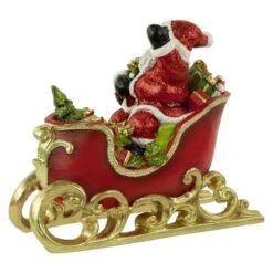 Northlight 9.5" Red & Gold Waving Santa Sitting In A Sleigh Christmas Decoration -Northlight D676312S 13