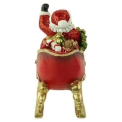 Northlight 9.5" Red & Gold Waving Santa Sitting In A Sleigh Christmas Decoration -Northlight D676312S 14