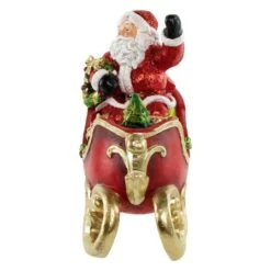 Northlight 9.5" Red & Gold Waving Santa Sitting In A Sleigh Christmas Decoration -Northlight D676312S 15