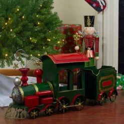 Northlight 34'' Green, Red And Gold Metal Train Figurine Tabletop Christmas Decoration -Northlight D676320S 2