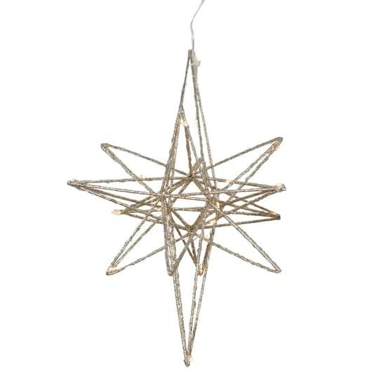 Northlight 12'' Warm White LED Lighted B/O Gold Glittered Geometric Star Christmas Decoration 5 Northlight 12'' Warm White LED Lighted B/O Gold Glittered Geometric Star Christmas Decoration - Image 3