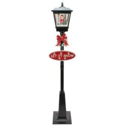 Northlight 6ft. Black LED Musical Snowing Santa Christmas Street Lamp