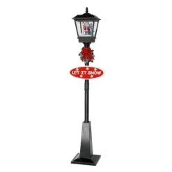 Northlight 6ft. Black LED Musical Snowing Santa Christmas Street Lamp 12 Northlight 6ft. Black LED Musical Snowing Santa Christmas Street Lamp -Northlight D676344S 11