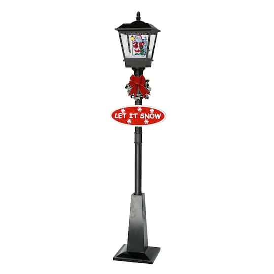 Northlight 6ft. Black LED Musical Snowing Santa Christmas Street Lamp 5 Northlight 6ft. Black LED Musical Snowing Santa Christmas Street Lamp - Image 3
