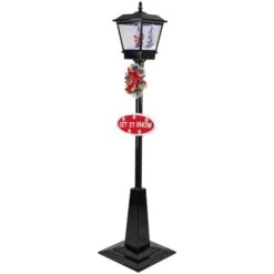 Northlight 6ft. Black LED Musical Snowing Santa Christmas Street Lamp 15 Northlight 6ft. Black LED Musical Snowing Santa Christmas Street Lamp -Northlight D676344S 14