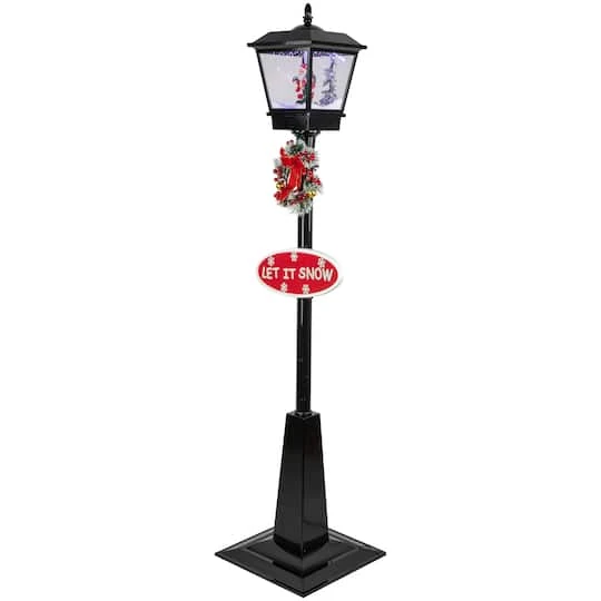 Northlight 6ft. Black LED Musical Snowing Santa Christmas Street Lamp 8 Northlight 6ft. Black LED Musical Snowing Santa Christmas Street Lamp - Image 6