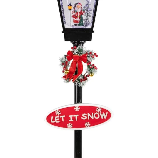 Northlight 6ft. Black LED Musical Snowing Santa Christmas Street Lamp 9 Northlight 6ft. Black LED Musical Snowing Santa Christmas Street Lamp - Image 7