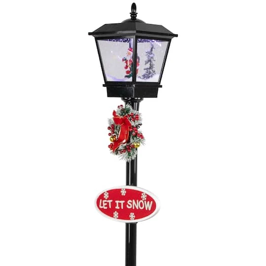 Northlight 6ft. Black LED Musical Snowing Santa Christmas Street Lamp 10 Northlight 6ft. Black LED Musical Snowing Santa Christmas Street Lamp - Image 8