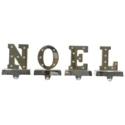 Northlight 6.5" Gold & Silver LED NOEL Christmas Stocking Holder Set -Northlight D676351S 1 1