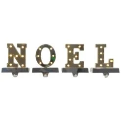 Northlight 6.5" Gold & Silver LED NOEL Christmas Stocking Holder Set -Northlight D676351S 2
