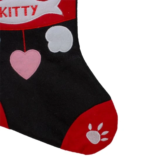 Northlight 19.5" Black & Red Embroidered Kitty Cat Christmas Stocking 6 Northlight 19.5" Black & Red Embroidered Kitty Cat Christmas Stocking - Image 4