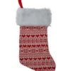 Northlight 19" Red & White Hearts With Snowflakes Knit Christmas Stocking Faux Fur Cuff -Northlight D676354S 1