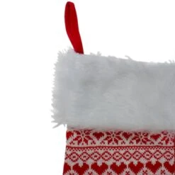 Northlight 19" Red & White Hearts With Snowflakes Knit Christmas Stocking Faux Fur Cuff 9 Northlight 19" Red & White Hearts With Snowflakes Knit Christmas Stocking Faux Fur Cuff -Northlight D676354S 2